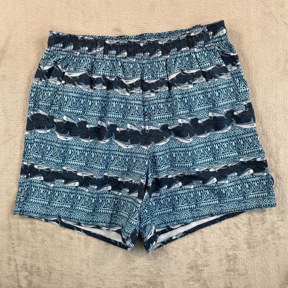 Aftco American Fishing Tackle Swim Trunks Men‎ 2XL Blue Tuna Marlin Print Lined